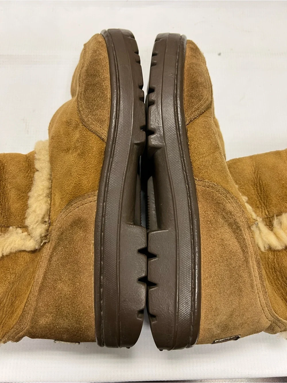 UGG Sundance Tall Winter Sheepskin Fur Boots Chestnut Suede Shearling Vintage